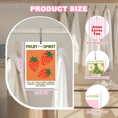 4 Pcs Car Air Fresheners, Christian Cute Car Accessories with Faith Quotes - color: jesusfruit