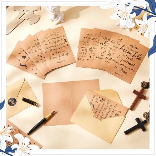 100 Sets Bible Verse Cards, with Envelopes Stickers, Kraft - style: Kraft
