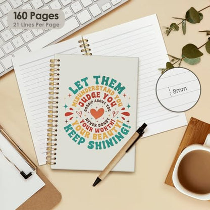 Let Them Inspirational Spiral Notebook, Motivational Journals for Women, Inspirational Positivity Journal, Let Them Misunderstand You Positive Hardcover Notebooks 5.5x8.3 - color: Let them