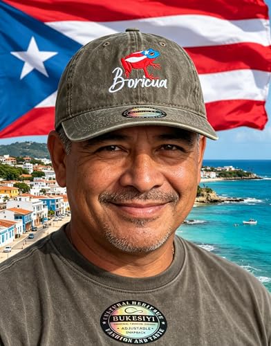 Best Cool Dad Hats for Men Women Baseball Cap - color: Coqui Frog Boricua (Washed Khaki)