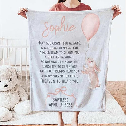 Baptism Blankets for Baby Boy, Personalized Dedication Blanket, Goddaughter Christening Blanket, Baby Girl Baptismal Throw, Dedication Communion Blankets, Catholic Present for Family - color: #Ver11