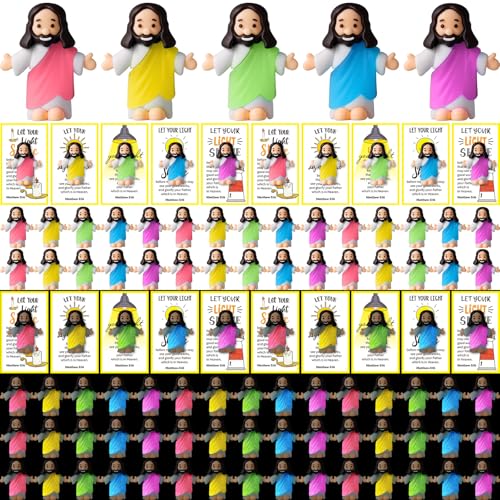CroBlissful 100 Sets Mini Jesus Figurines Glow in Dark, Open Your Arms - style: Open Your Arms