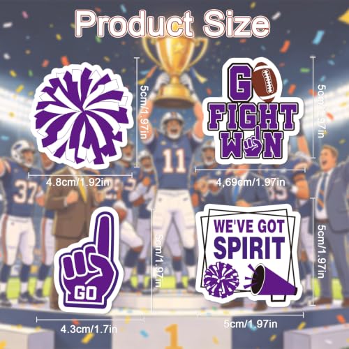 100 Pcs Purple Team Spirit Stickers Cheer Sports Stickers for Face - style: Purple Team Spirit