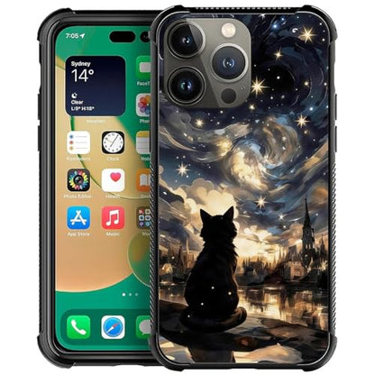 for iPhone 15 Pro Case | Classic Slim Cover Design | Black Cat Stars - color: Black Cat Stars, size: iPhone 15 Pro