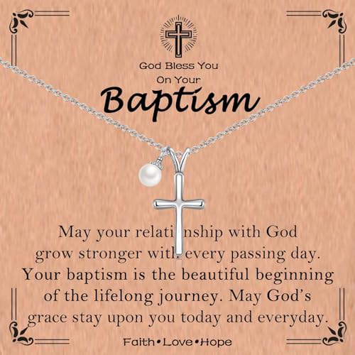 Cross Necklace for Girls Kids Christian Catholic Religious Gifts - color: Baptism -Girls