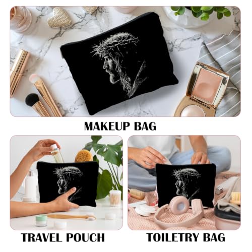 Christian Jesus Makeup Bag, Christian Gifts for Women Men Faith, Crown of Thorns Religious Bible Verse Cosmetic Bag Canvas Toiletry Zipper Pouch for Women - color: JESUUS 2