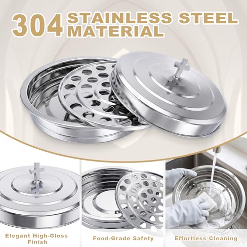 3Pc Stainless Steel Communion Tray with Lid – 40 Cup for Church – Silver - color: Silver
