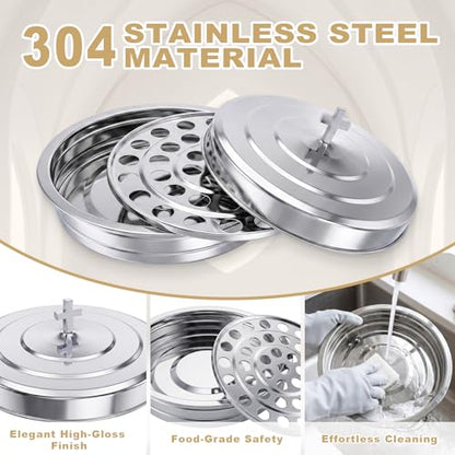 3Pc Stainless Steel Communion Tray with Lid – 40 Cup for Church – Silver - color: Silver
