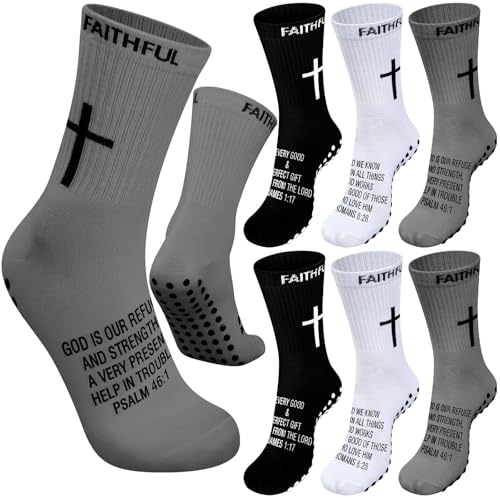 Glitopper 6 Pairs Cross Grip Soccer Socks US 6-13 christian - color: 3 Colors, style: Motivate