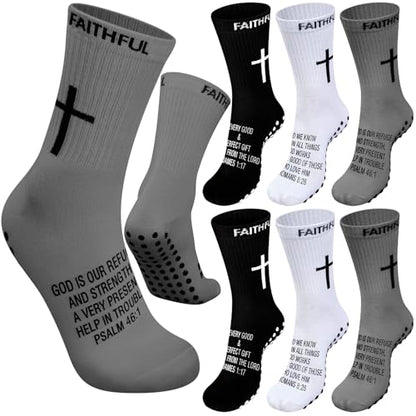 Glitopper 6 Pairs Cross Grip Soccer Socks US 6-13 christian - color: 3 Colors, style: Motivate