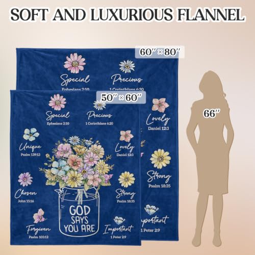 Navy Blue Christian Religious Gifts for Women, Christian Blanket 80''x 60'' - color: Navy Blue, size: 80"x60"