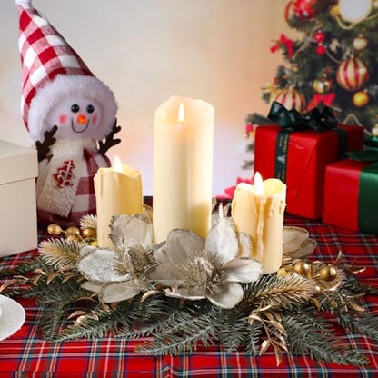 Cindeer Christmas Centerpiece 30 Inch LED Candle Holder, Gold - style: Gold