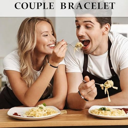 Sureio 2 Pcs Christian Cross Matching Bracelets for Women Men - color: Black