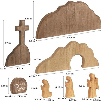 Easter Decorations, Wooden Empty Tomb Resurrection Decor, Cross Jesus Tomb Tray Set, Nativity Scene Decor, Religious Tabletop Easter Decor for Home and Office, Christian Gifts
