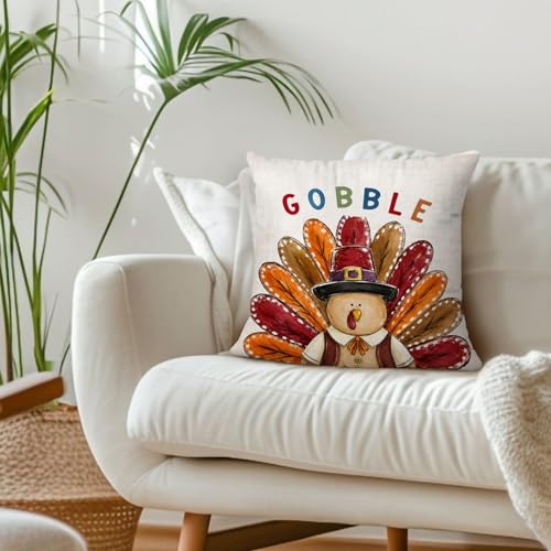 Funny Fall Thanksgiving Turkey Throw Pillow Covers 18x18 - color: Turkey