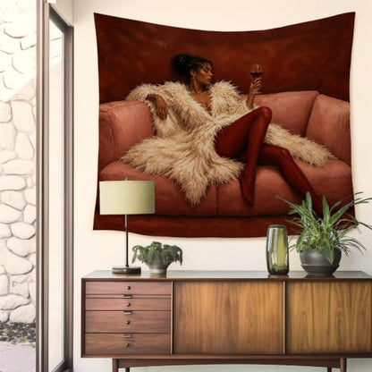 HUGANE Fashion Black Woman Tapestry Wall Decor 50x60 Inch - color: colour-02