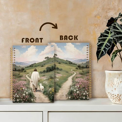 Christian Jesus Notebook Journal, Religious Jesus Leaves the 99 Sheep Bible Prayer Spiral Hardcover Notebook Journal for Church Notes Study Office Work, 5.5x8.3 Inch - color: Christ the Shepherd