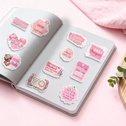 50 Pcs Prayer Board Supplies, Pink Religious Black Girl Prayer Board Vision Board Stickers for Women, Christian Inspirational Bible Verse Stickers for Water Bottle Laptop Scrapbooking Decals - color: Black Girl