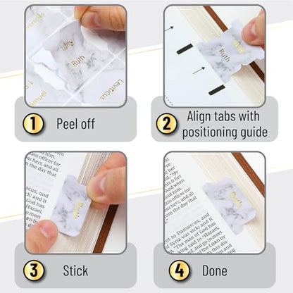 Mr. Pen- Laminated Bible Tabs, 75 pcs, Easy-to-Read & Apply - color: Marble Design