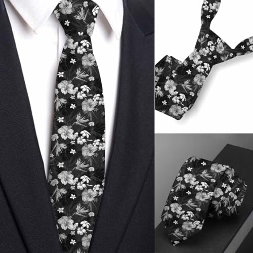 funny Ties for Men Business Novelty Men's Neckties for Festival Holiday Party Valentine's Day Wedding Christmas - color: Tropical Hibiscus Flowers