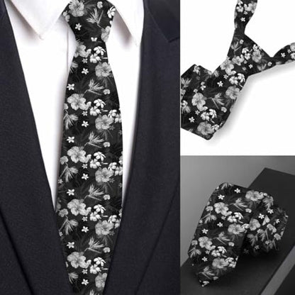 funny Ties for Men Business Novelty Men's Neckties for Festival Holiday Party Valentine's Day Wedding Christmas - color: Tropical Hibiscus Flowers