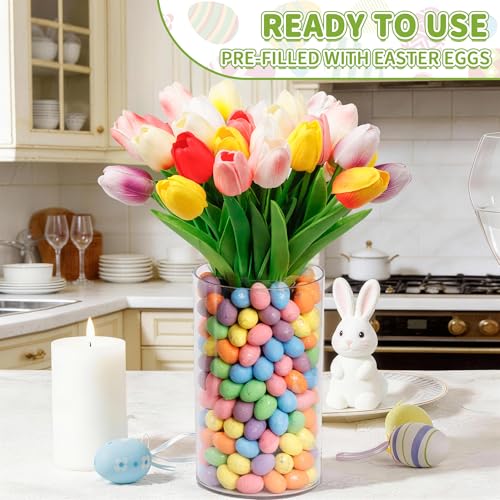 ALFEVA Easter Decorations-Vase in Vase and Approx 100pcs Easter Eggs Filler, Vaseset Ready to Display，Spring Decorations for Home Table (No Flowers) - size: 3.9"/2.1"vase&Eggs No Flowers