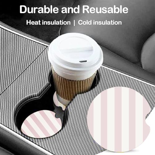 Ceramic Car Coasters – Absorbent Car Cup Holder Coaster Set for Women, Cute Aesthetic Car Accessories for Girls, 2 Pack (Classic Pink) - color: Classic Pink