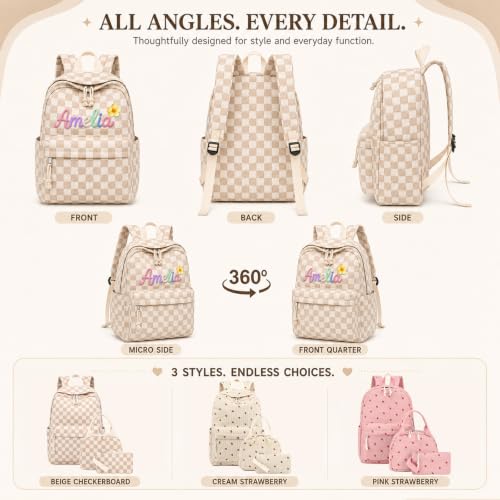 Personalized Backpack for Girls Boys, Custom Name Toddler Backpack - color: Strawberries Pink