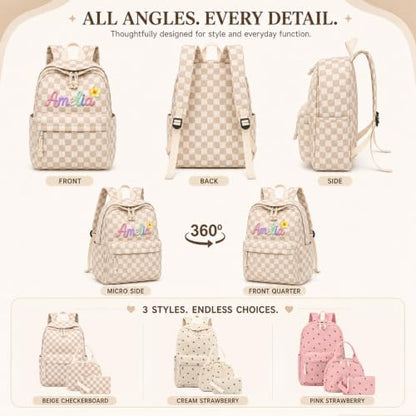 Personalized Backpack for Girls Boys, Custom Name Toddler Backpack - color: Strawberries Pink