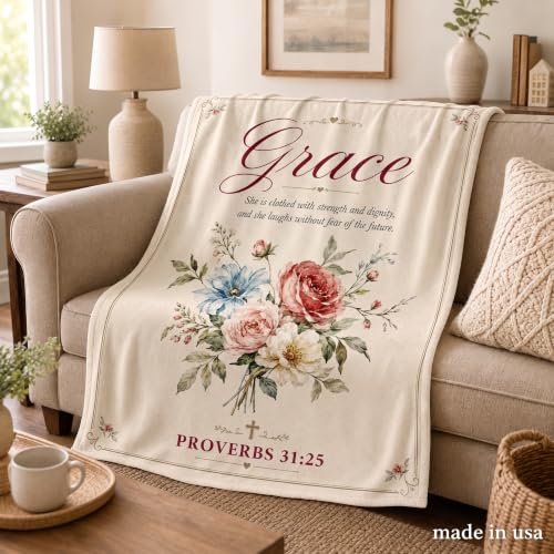 Custom Name Flannel Blanket, Inspirational Bible Verse for Women - color: Style5