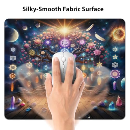 Abstract Tree of Life Mouse Pad, Fantasy Chakras and Lotus Flower Desk Mat - color: Custom Designs Art 040