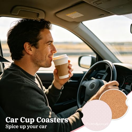 Pink Coquette Car Coasters for Cup Holders, Absorbent Car Coaster for Women - color: Pink Coquette