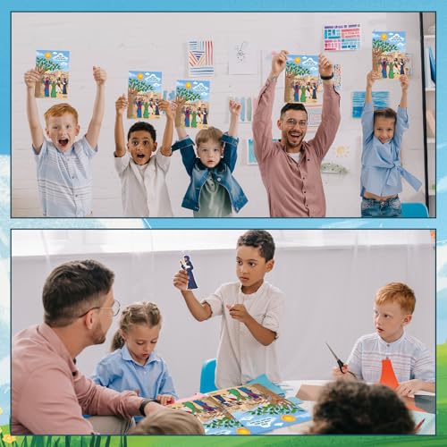 Sabary 24 Sets Zacchaeus Sticker Craft Cards for Sunday School Activities - style: Zacchaeus
