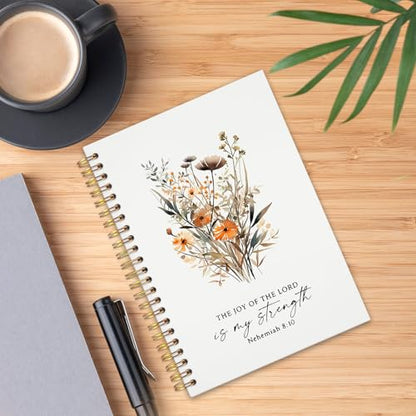 UTELKA Bible Journals, Floral Prayer Notebooks for Bible Notes, 5.5x8.3 - color: The Joy of The Lord is My Strength