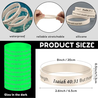 Estune 120 Pcs Bible Verse Bracelets Christian Wristbands, White Color - color: White Color