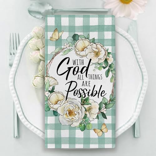 with God All Things are Possible Christian Kitchen Dish Towels - color: With God All Things Are Possible