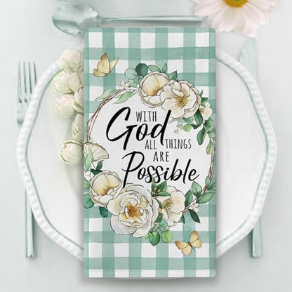 with God All Things are Possible Christian Kitchen Dish Towels - color: With God All Things Are Possible