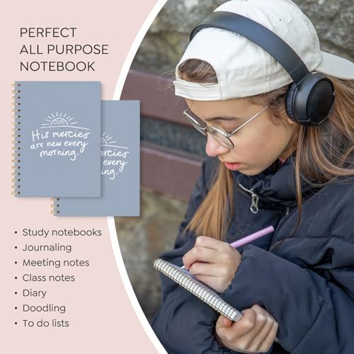 VONTP Blue Christian Spiral Notebook, Bible Scripture Journal, 5.5x8.3 - color: E.Bible