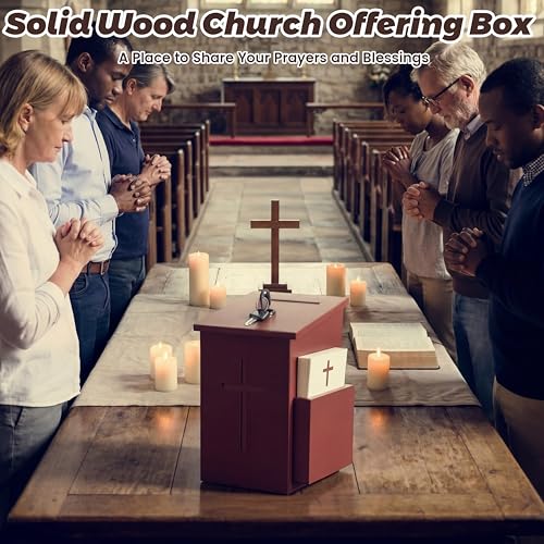 Sliner Prayer Request Box Wood Church Offering Box, Dark Mahogany - color: Dark Mahogany
