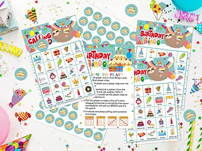 FLYAB Birthday Bingo Game for Kids Adults 26 Players Birthday Bingo Cards - color: Z