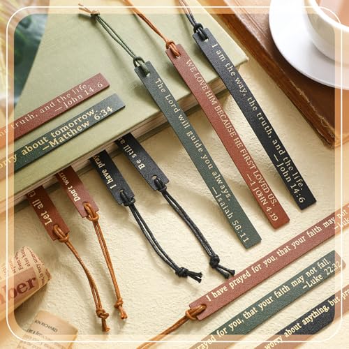 Skyygemm 30 Pcs Christian Leather Bookmarks for Bible Religious Gifts