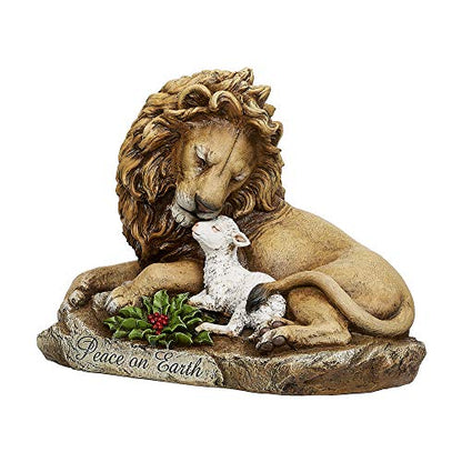 Joseph's Studio by Roman - Lion and Lamb Statue, 8.5" H, Christmas Collection, Resin and Stone, Decorative, Religious Gift, Durable, Long Lasting