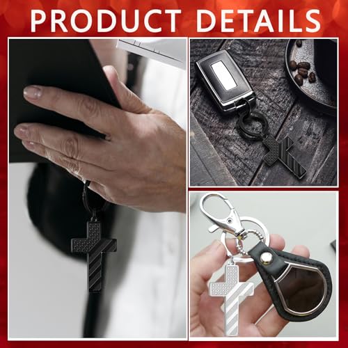DuoDiner Cross Keychain for Men American Flag Bible Verse Christian Gifts - color: Black, style: John 3:16
