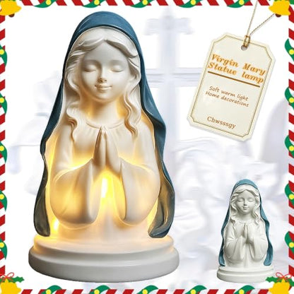 Birthday Gifts for Mom,5" Blessed Mother Mary Praying Lamp - color: Pray