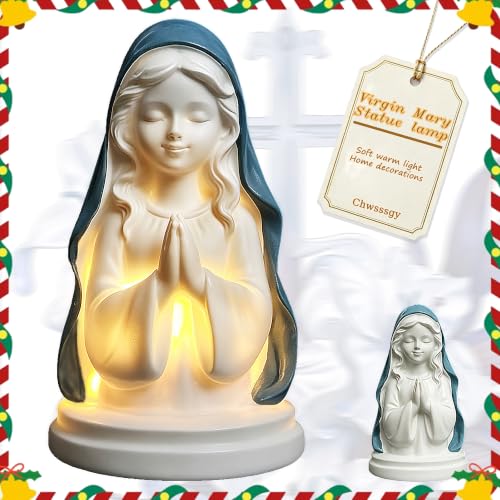 Birthday Gifts for Mom,5" Blessed Mother Mary Praying Lamp - color: Pray
