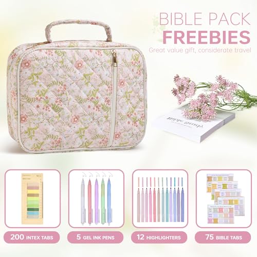 Bible Bag Cover Case for Women Study Supplies Kit Church Book Holder - color: Jungle Flowers