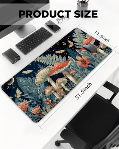 Mouse Pad, Desk Mat, 31.5x11.8in Large Mousepad, Mushroom - color: Mushroom