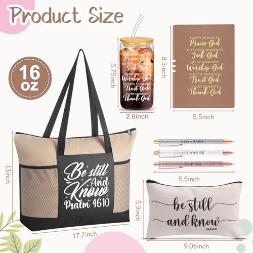 Shinylin 7 Pcs Christian Gift Set for Women Biblical Gifts Women Inspirational Presents Xmas Party Suit - color: Beige