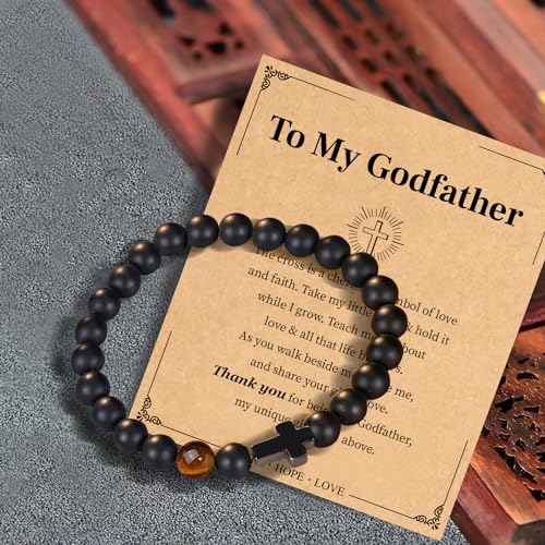Christian Grandparents-Day Gifts for Men, Religious Cross Bracelet for Him - style: To My Godfather