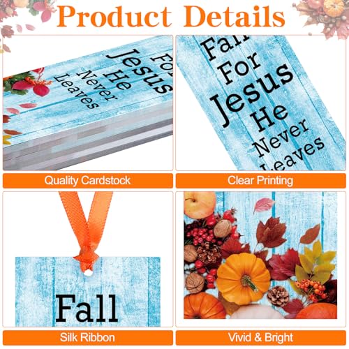 Dispowreath 60 Pcs Fall for Jesus He Never Leaves Religious Christian Bookmarks Church Bookmarks Gift for Teens Men Women Church Home Party Favors - style: Fall for Jesus